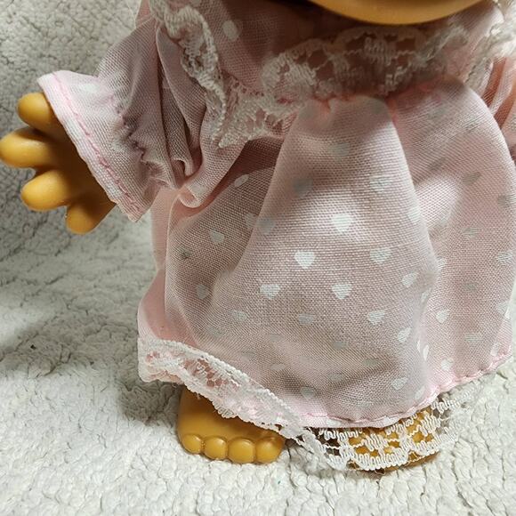 Troll Doll in her ADORABLE Pink Heart Pajamas with/ Light Pink Hair - Picture 2 of 4